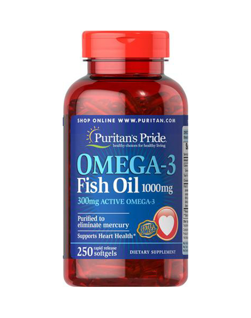 Puritan's Pride Omega-3 Fish Oil 1000 mg (300 mg Active ...
